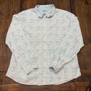 Orvis Women's Button Down Shirt Size 14 Long Sleeve geometric Print‎ Casual Top